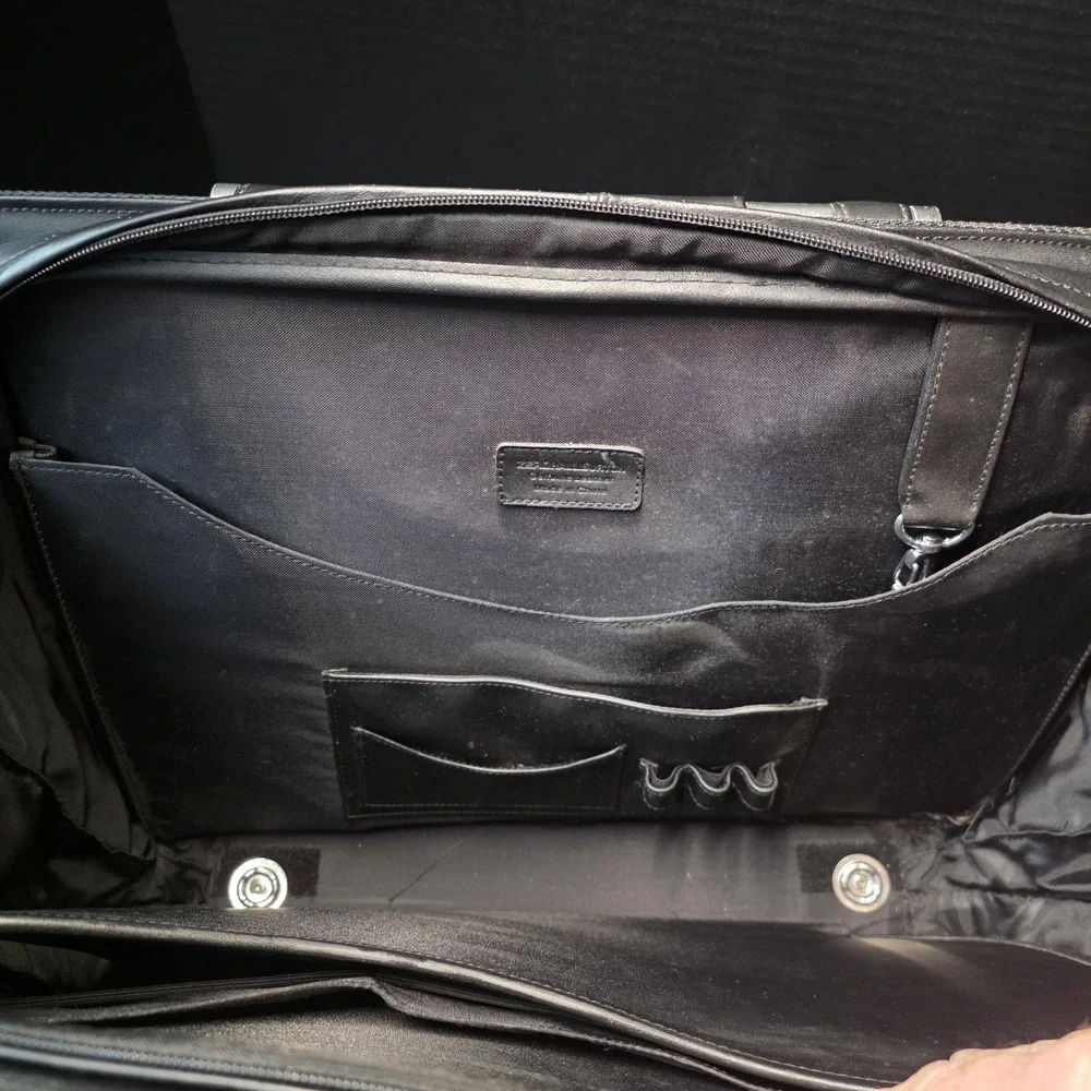 Zero Halliburton Canvas/Leather Laptop Briefcase Black Business‎ Bag **READ**